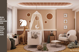 design modern 3d nursery rendering and kids room interior design
