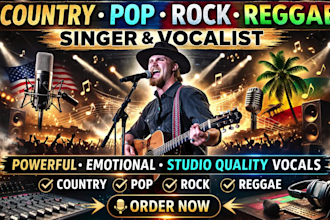 be your male country, pop, rock, reggae music singer and vocalist