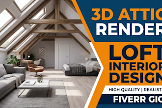 create cozy 3d attic interior visualization