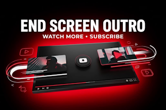 design youtube end screen outro or end screen card for twitch kick in 24 hours