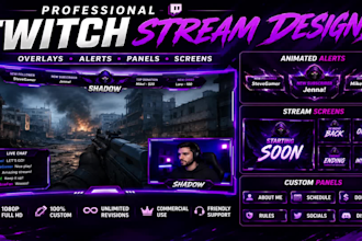 create professional animated twitch overlays and screens