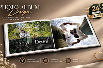 create a luxury wedding album, photo book and album cover