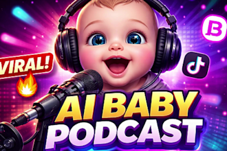 create viral ai baby talking podcast video for tiktok and reels
