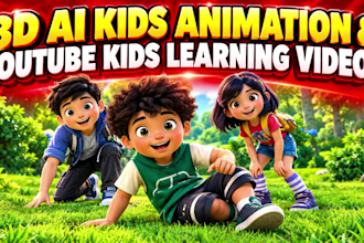 produce  3d cartoon kid animation, ai animation for kids, 3d kids video editing