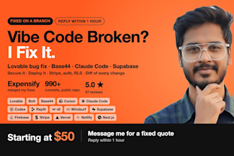 fix and finish your vibe coded app, lovable, bolt, replit, base44, claude app