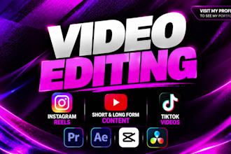 do instgram reels, youtube short, tiktok, and short form videos editing