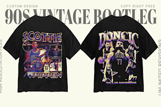 create a 90s vintage bootleg rap t shirt design