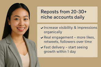 promote your twitter x posts by reposting your post from 20 good niche account