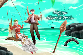 create a romantic couple illustration and cover book
