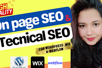 do on page SEO, technical optimization for wordpress, wix and webflow website