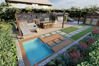 design your garden, backyard, patio, terrace, pool and 3d realistic landscape
