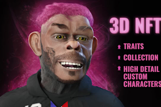 create unique 3d nft art and 3d character modeling or models