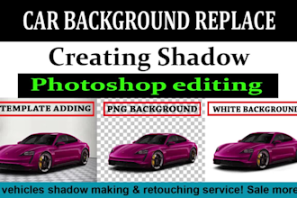 do car photo editing and automotive car background replacement with shadow