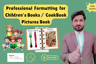 format childrens book pictures book cookbook for amazon kindle KDP