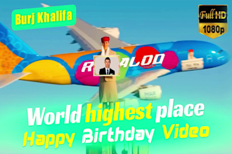 create happy birthday video from burj khalifa