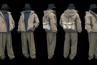 create high quality 3d clothes for second life avatars with texture variations