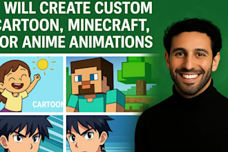 create custom cartoon animation, minecraft animation, anime animation video