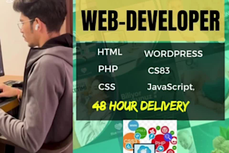 do website development as full stack web developer, front end, backend developer