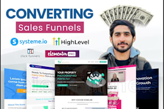 build sales funnel in clickfunnels, systeme io, gohighlevel landing page design