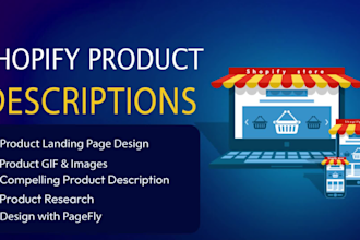 write shopify product description design product page with GIF images pagefly