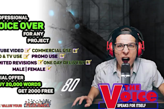 record a pro voice over for youtube, ads, audiobooks, and more