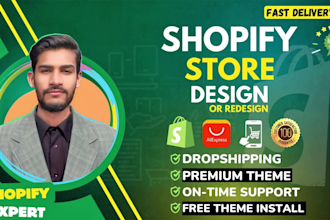create a shopify website, shopify store design or redesign