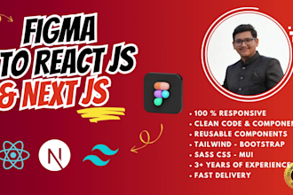 convert figma to react or nextjs conversion  responsive and pixel perfect