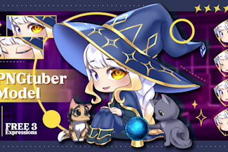 make custom pngtuber model with 3 free expressions