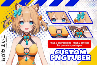 draw custom pngtuber character for your twitch stream in anime art style, chibi