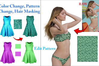 photo color change, recolor, pattern change, complex hair masking