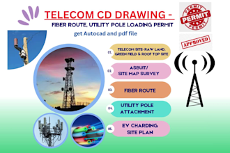 draw telecom site construction drawing in autocad for permit