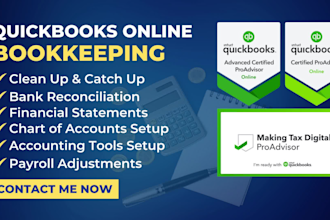 clean up and do quickbooks online bookkeeping