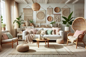 do 3d interior design and animation for home renovation by bali and boho style