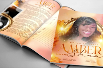 design  memorial, obituary, tribute or funeral program book