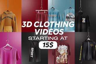do 3d clothing mockup animation of t shirt and hoodie or any 3d garment design