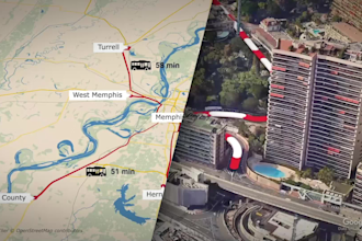 create 2d or 3d map animation of routes and property