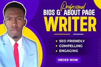 write top notch about pages and bios for your website