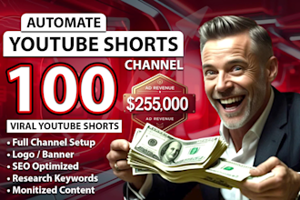 automate youtube shorts channel with 100 videos