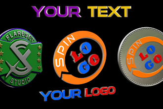 spin your logo text badge avatar coin image object in 3d style