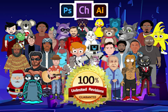 make 2d animation video of characters and design adobe character animator puppet