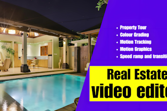 do a real estate drone video editing with motion graphics