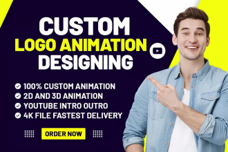 do logo animation video youtube intro or outro  within 24hrs