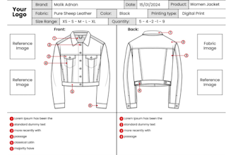 design fashion tech pack and flat sketch for manufacturing