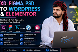 convert figma PSD xd to elementor wordpress