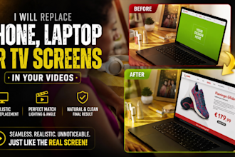 replace phone, laptop, TV, and product screens in video
