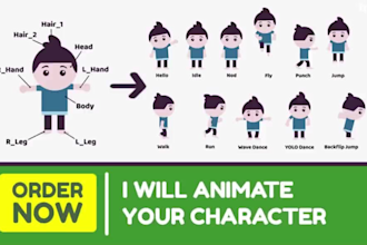 turn your still character design to 2d cartoon animation