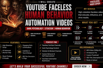 make youtube faceless human behavior automation video, dark psychology stoicism