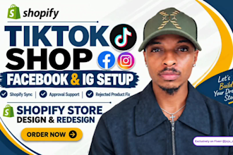 setup tiktok shop, facebook shop, or shopify tiktok store design and redesign