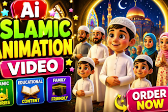 do ai islamic stories ai quran storytelling, 3d cartoon animation video for kids