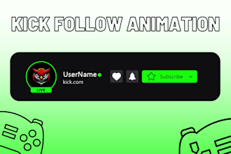 create animated kick twitch follow button lower third popup element